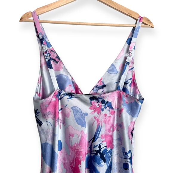 Jones New York Satin Empire Waist Fairy Floral Y2K Maxi Slip Dress Womens Size M - Picture 6 of 13